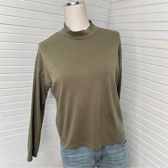 Everlane Tops Everlane Cotton Mock Neck Longsleeve Tee Poshmark